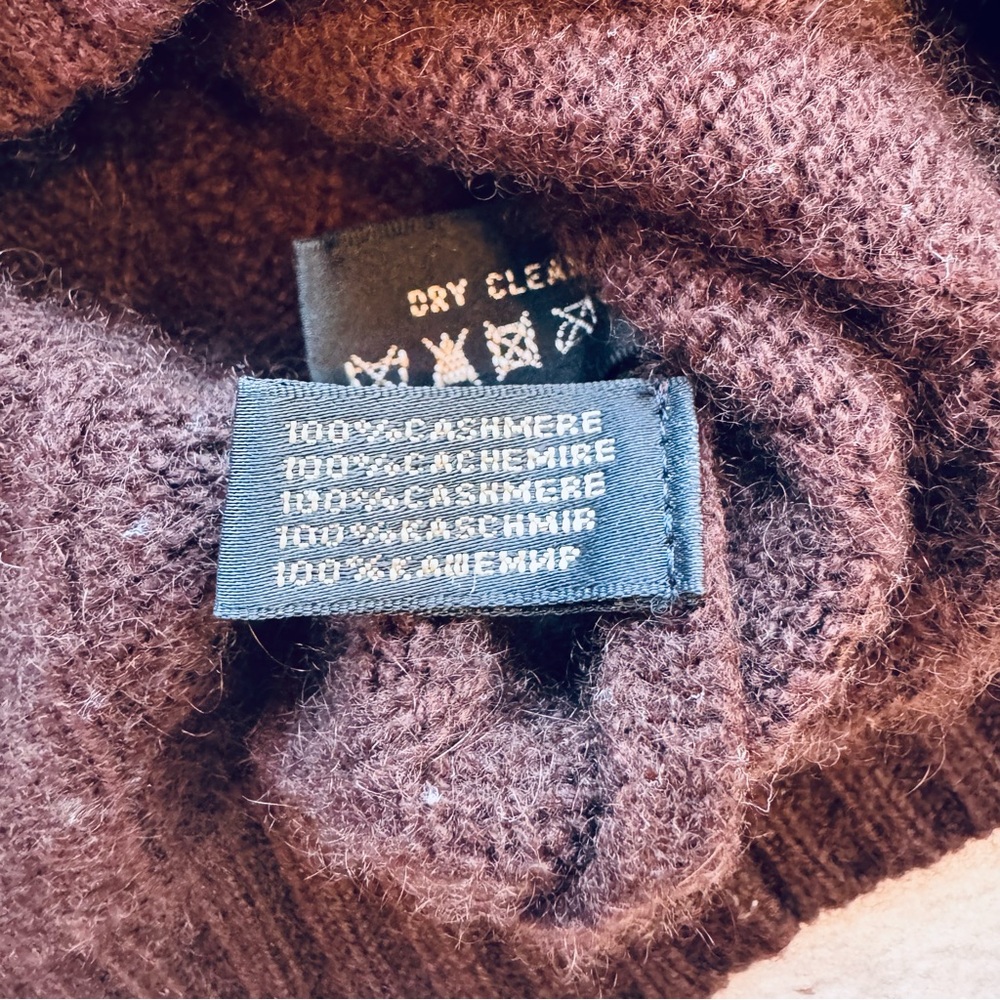Ralph Lauren Black Label 100% Cashmere Long Cowl Neck Sweater Brown,  Small - Picture 4 of 10